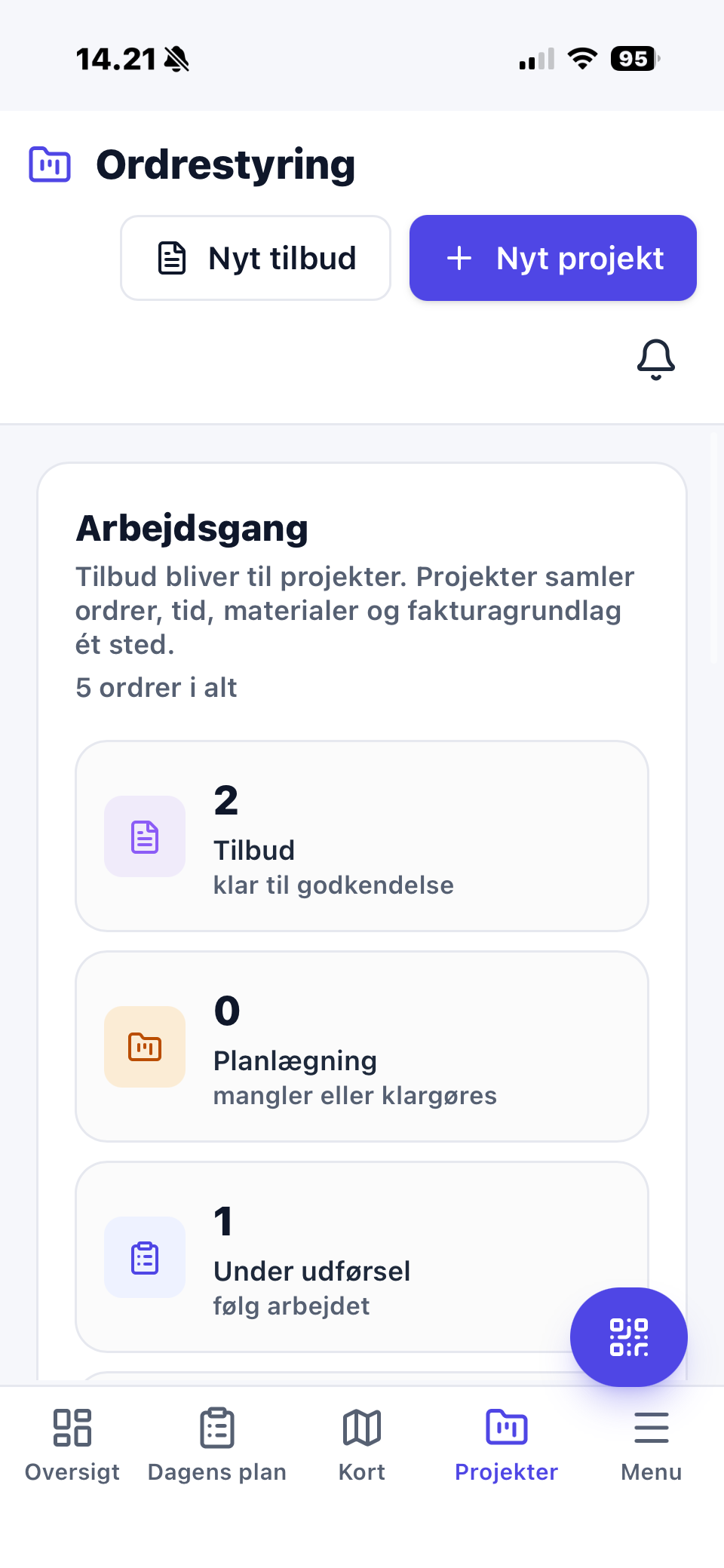 Nemtrack app med projektstyring og arbejdsgang
