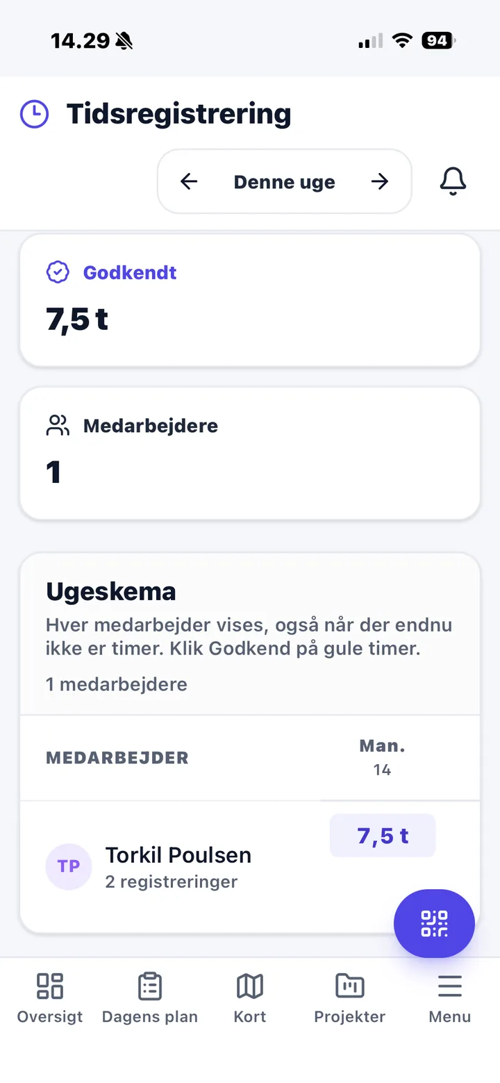 Nemtrack app med tidsregistrering